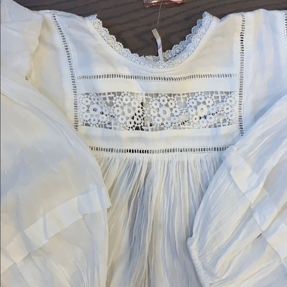 Nwt Free People Laura Ivory Puff Sleeve Blouse - Picture 5 of 6